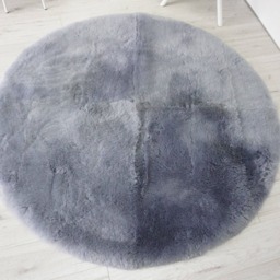 Handmade Round Sheepskin Rug Dyed Silver Grey Blue Ash Mix - thumbnail 2