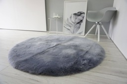 Handmade Round Sheepskin Rug Dyed Silver Grey Blue Ash Mix - thumbnail 1
