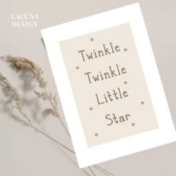 Newborn Baby Gift Twinkle Little Star Print Nursery Decor Children Kids Bedroom Poster Neutral Playroom Beige Brown Cute - thumbnail 2