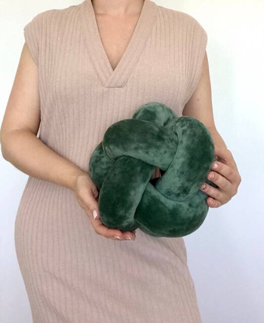 Small Knot Pillow, Velvet Ball Decorative Cushion, Cute Accent Calming Office Decoration - image 1