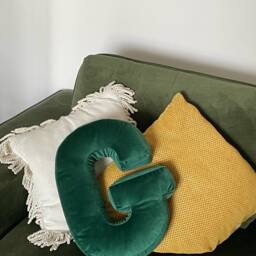 Initial Pillow Letter Cushion Velvet Decorative Monogram - thumbnail 2