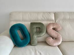Initial Pillow Letter Cushion Velvet Decorative Monogram