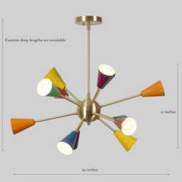 Sputnik Chandelier - Mid Century Modern Lighting Colorful Pendant Light Atomic Style Lamp - thumbnail 3