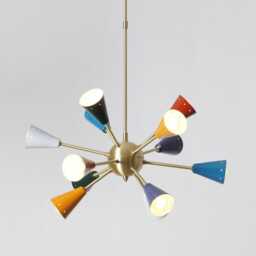 Sputnik Chandelier - Mid Century Modern Lighting Colorful Pendant Light Atomic Style Lamp - thumbnail 2
