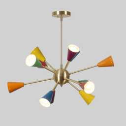 Sputnik Chandelier - Mid Century Modern Lighting Colorful Pendant Light Atomic Style Lamp - thumbnail 1