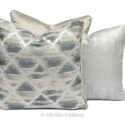 Luxury Designer Silver Contemporary Plain Weave Fabric Cushion Cover Pillow - thumbnail 2