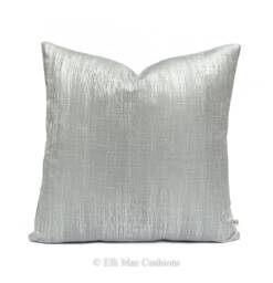 Luxury Designer Silver Contemporary Plain Weave Fabric Cushion Cover Pillow - thumbnail 1