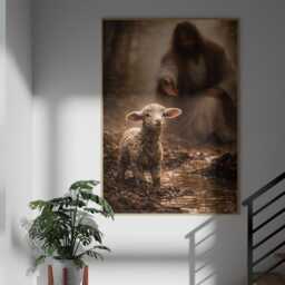 Jesus & Lamb Printable Art, Christian Wall Decor - Digital Download - thumbnail 2