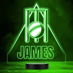 Cricket Stumps & Ball Sports Fan Personalised Gift Colour Changing Night Light - thumbnail 1
