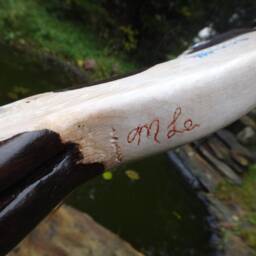 Sold Native American Horse Stick. Ceremonial Warhorse Dance Accessory. Signed By Martin Leblanc. Wand Spirituality - thumbnail 4
