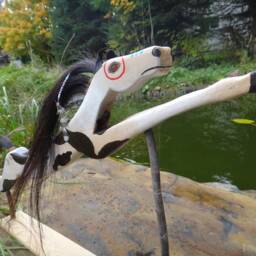 Sold Native American Horse Stick. Ceremonial Warhorse Dance Accessory. Signed By Martin Leblanc. Wand Spirituality - thumbnail 2