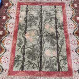 Authentic Ethnic Antique Natural Dyes Hand-Knotted Area Soft High Pile Vintage Wool Rug, Room Warming Square Rare 3.5x4.8 Ft - thumbnail 3