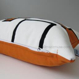 Two Black & White Sunbrella Outdoor Pillow Cover With Orange Geometric Accent, Decorative Cushion Covers Tribal Design For Pool/Patio - thumbnail 3