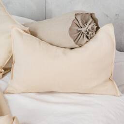 Natural Linen Pillow Cover, Stonewashed Organic Flax, Pure Pillowcase - thumbnail 3