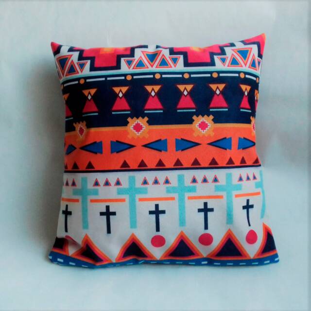 Ethno Pillow Cover, Cushion Cover, Decorative Pillow, Pillow, Cover, Ethnic Pattern, 16x16 Inc - image 1