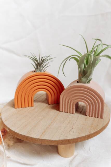 Rainbow Air-Plant Holder/ Cement/Airplants/Planters/ Candlestick Holder - image 1