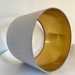 Grey Velvet Drum Lampshade Metallic Gold Lining, Ceiling Shade - thumbnail 2