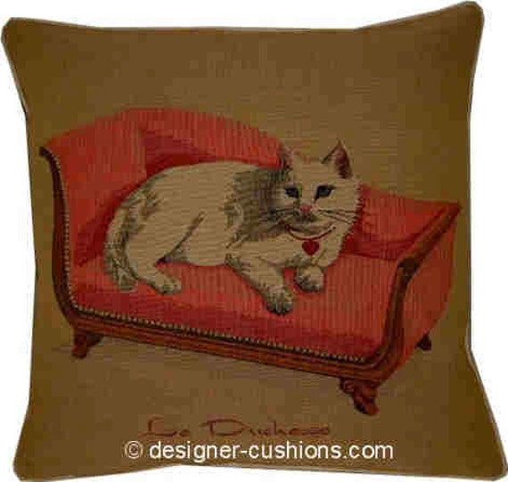 Royal White Cat La Duchesse Tapestry Cushion Cover Sham - image 1