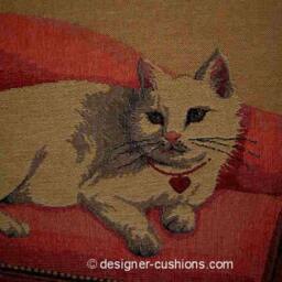 Royal White Cat La Duchesse Tapestry Cushion Cover Sham - thumbnail 2