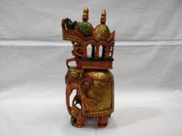 Wooden Elephant Ambabari, Safari, Indian Elephant, Fine Art, Hand Carved Sculpture Caparison Diligently
