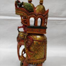 Wooden Elephant Ambabari, Safari, Indian Elephant, Fine Art, Hand Carved Sculpture Caparison Diligently - thumbnail 3