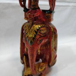 Wooden Elephant Ambabari, Safari, Indian Elephant, Fine Art, Hand Carved Sculpture Caparison Diligently - thumbnail 4