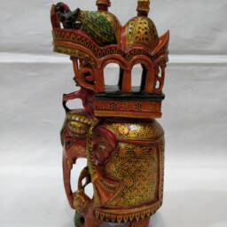 Wooden Elephant Ambabari, Safari, Indian Elephant, Fine Art, Hand Carved Sculpture Caparison Diligently - thumbnail 2