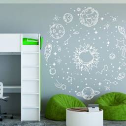 Sale Hand Drawn Space Wall Decal Solar System, Planets, Stars - thumbnail 2
