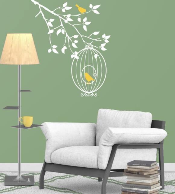 Wall Decals For Nursery Baby Room Designs Tree Branch With Birds Cage Sticker Home Decor By Decalisland - Sd 096 - image 1
