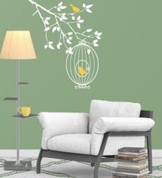 Wall Decals For Nursery Baby Room Designs Tree Branch With Birds Cage Sticker Home Decor By Decalisland - Sd 096 - thumbnail 1