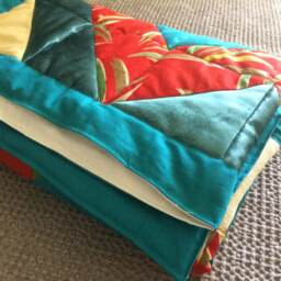 Bedspread Made With Triangles Sewn Drawing Geometrical Figures - thumbnail 4