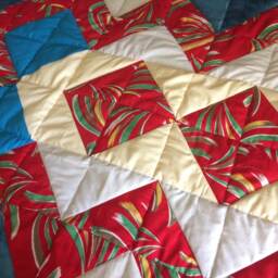 Bedspread Made With Triangles Sewn Drawing Geometrical Figures - thumbnail 3
