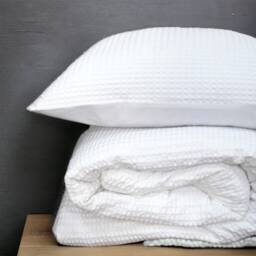 White Waffle Cotton Duvet Cover Set, All Sizes - thumbnail 4