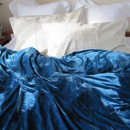Petroleum Teal Velvet Duvet Cover - Shabby Chic Bedding - thumbnail 2