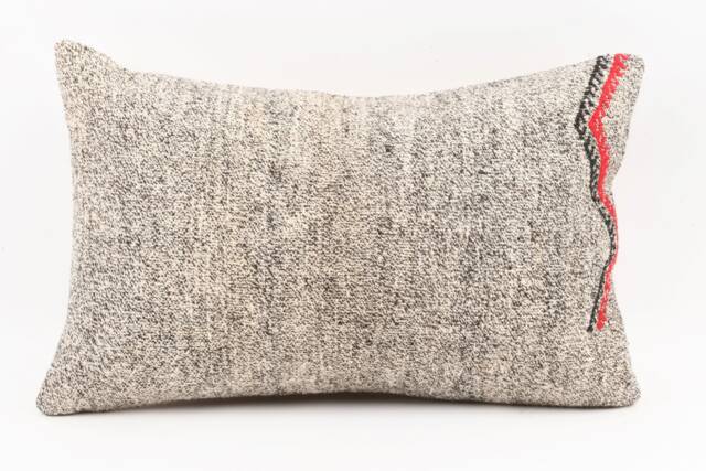 Handwoven Turkish Kilim Lumbar Pillow Wool Throw Pillow 16x24 - image 1