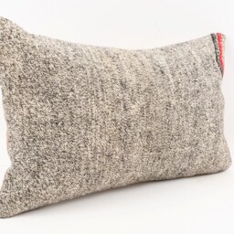 Handwoven Turkish Kilim Lumbar Pillow Wool Throw Pillow 16x24 - thumbnail 3