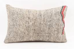 Handwoven Turkish Kilim Lumbar Pillow Wool Throw Pillow 16x24 - thumbnail 1