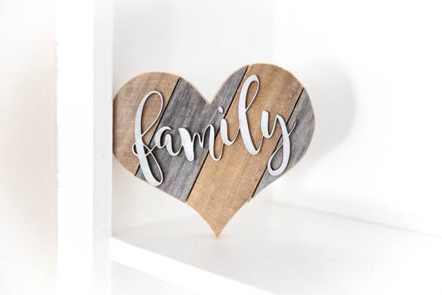 Mothers Day Gift, Family Sign, Wood Heart, Rustic Wall Decor, Farmhouse Kitchen Housewarming Love Country Decor - image 1