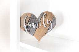 Mothers Day Gift, Family Sign, Wood Heart, Rustic Wall Decor, Farmhouse Kitchen Housewarming Love Country Decor - thumbnail 1