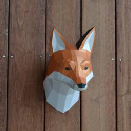 Fox Head Sculpture, Pre-Cutting Diy Papercraft Kit, Multi-Color Option???3D Wall Art, Low Poly Paper , Animals Head, Decor, Gift - thumbnail 3