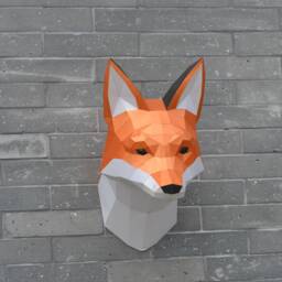 Fox Head Sculpture, Pre-Cutting Diy Papercraft Kit, Multi-Color Option???3D Wall Art, Low Poly Paper , Animals Head, Decor, Gift - thumbnail 2