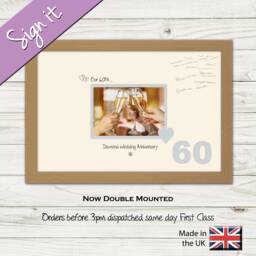 60Th Anniversary Photo Frame For Signing Diamond Wedding Unique Gift Present Sign7x5-694D - thumbnail 1