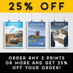 stalker Castle Print - Kayaker & Graceful Swans Loch Laich Linnhe Port Appin Argyll Scotland - thumbnail 2