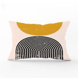 Abstract Orange & Black Suede Cushion Cover Geometric Print Pillow - thumbnail 1