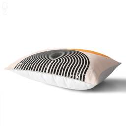 Abstract Orange & Black Suede Cushion Cover Geometric Print Pillow - thumbnail 2