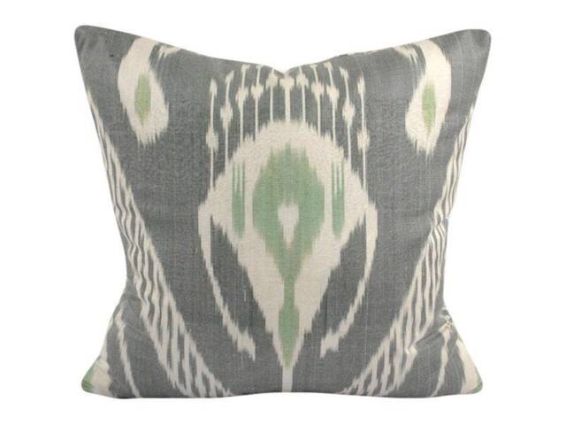Hand Dyed Gray Ikat Pillow Cover - image 1