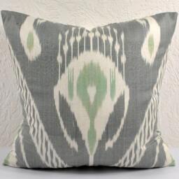 Hand Dyed Gray Ikat Pillow Cover - thumbnail 2
