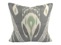 Hand Dyed Gray Ikat Pillow Cover - thumbnail 1