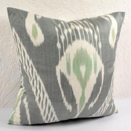 Hand Dyed Gray Ikat Pillow Cover - thumbnail 3