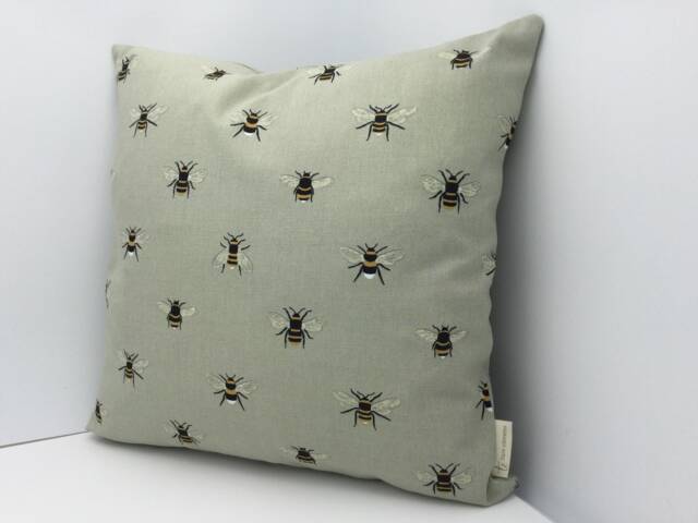 Bees Pale Green Cushion With Inner Pad, Sophie Allport Design - image 1